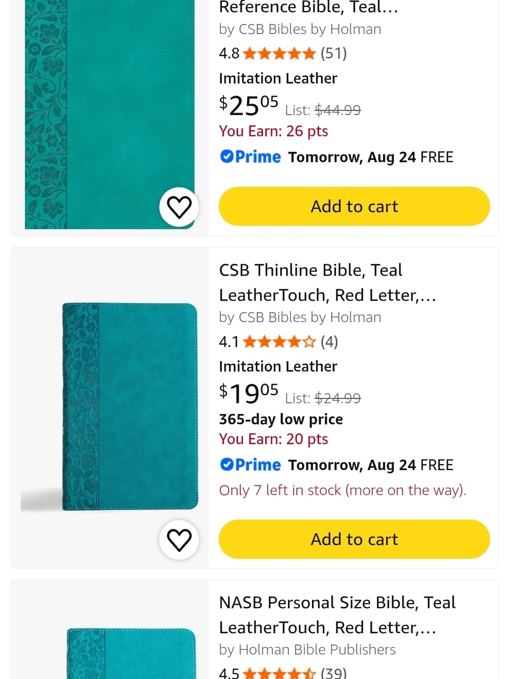Personal Size Giant Print Bible - Teal LeatherTouch - Picture 7 of 10